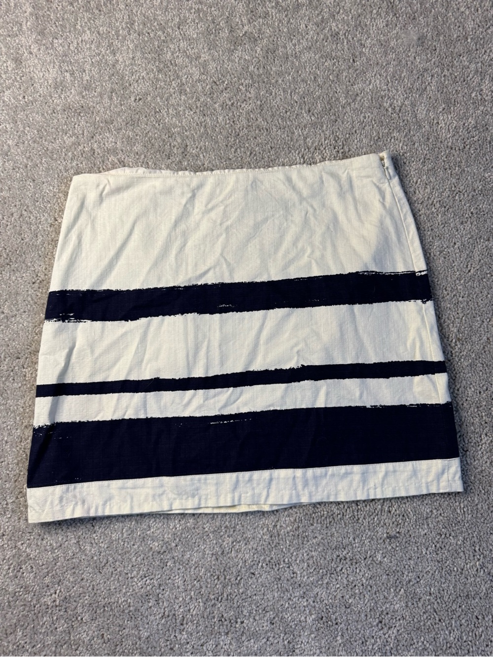 J. Crew Navy and White Striped Cotton Mini Skirt
